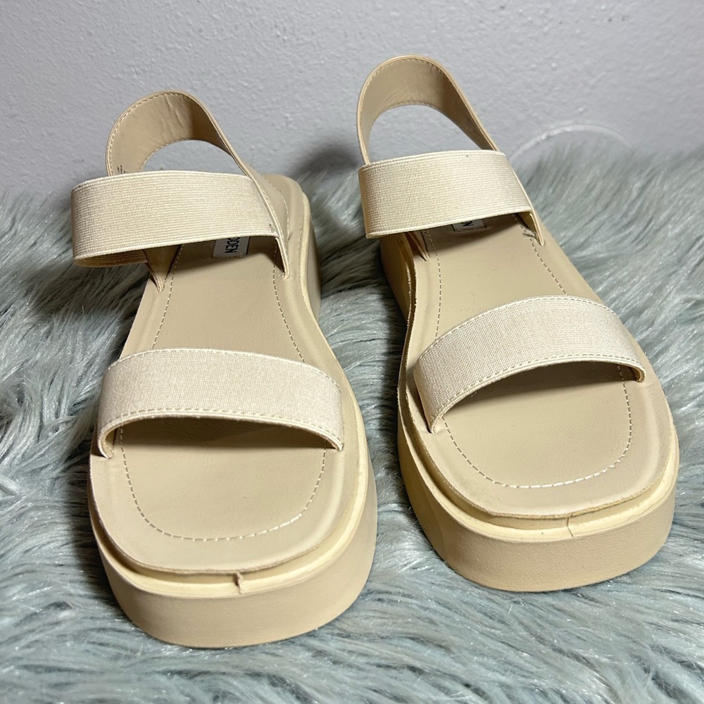 Steve Madden Janice Woven Nubuck Platform Sandals Beige Platform Sandals Sz 10M - Picture 4 of 10